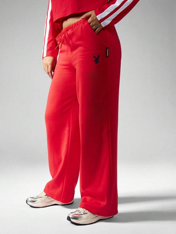 missguided Missguided x Playboy Wide Leg Athleisure Jogger Sweatpants