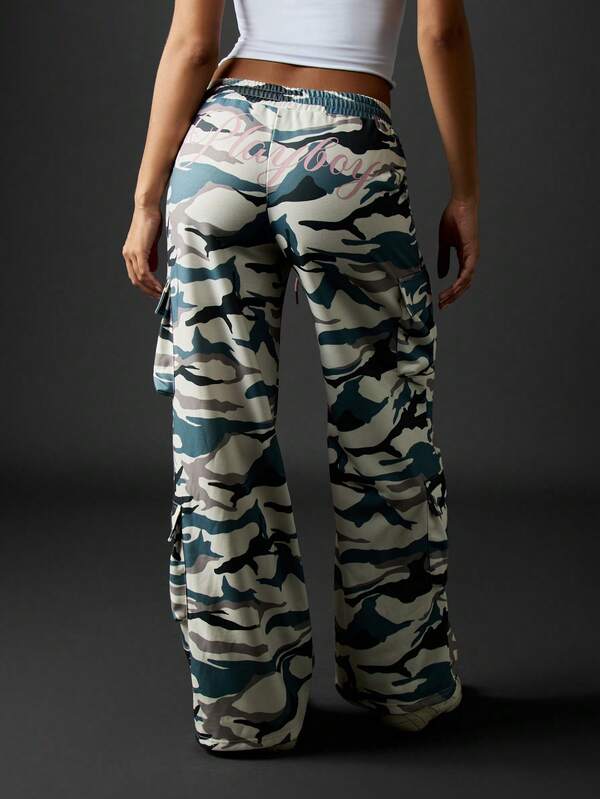 Missguided Missguided X Playboy Wide Leg Cargo Pants With Side Pockets