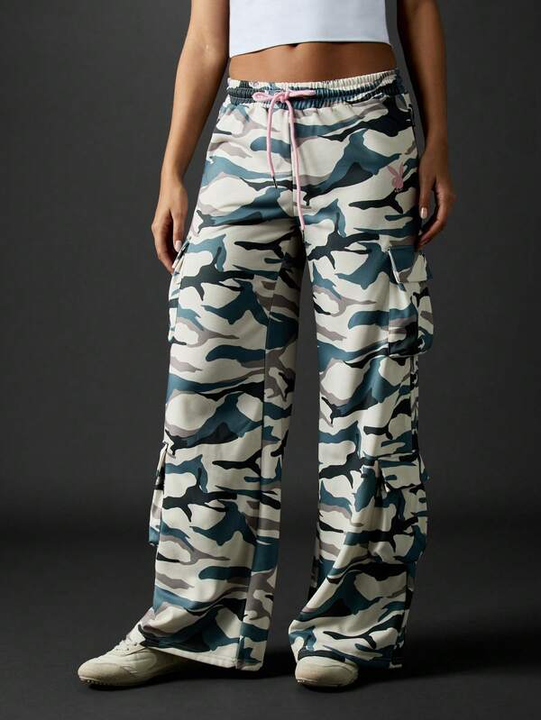Missguided Missguided X Playboy Wide Leg Cargo Pants With Side Pockets