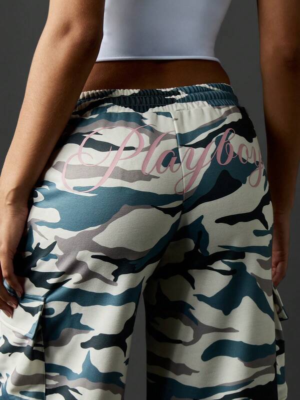 Missguided Missguided X Playboy Wide Leg Cargo Pants With Side Pockets
