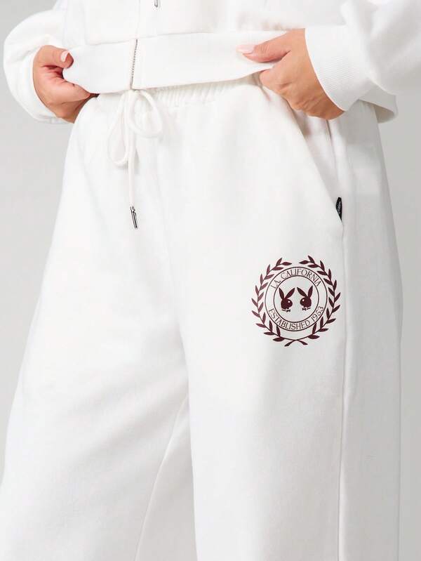 Missguided Missguided X Playboy Wide Leg Graphic Joggers With Logo