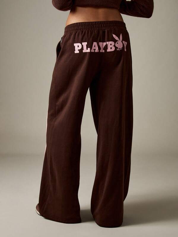 Missguided Missguided X Playboy Wide Leg Jogger Pants With Stripe Detail