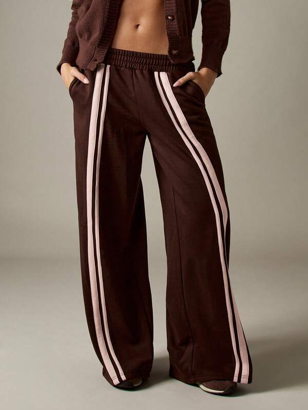 missguided Missguided x Playboy Wide Leg Jogger Pants With Stripe Detail