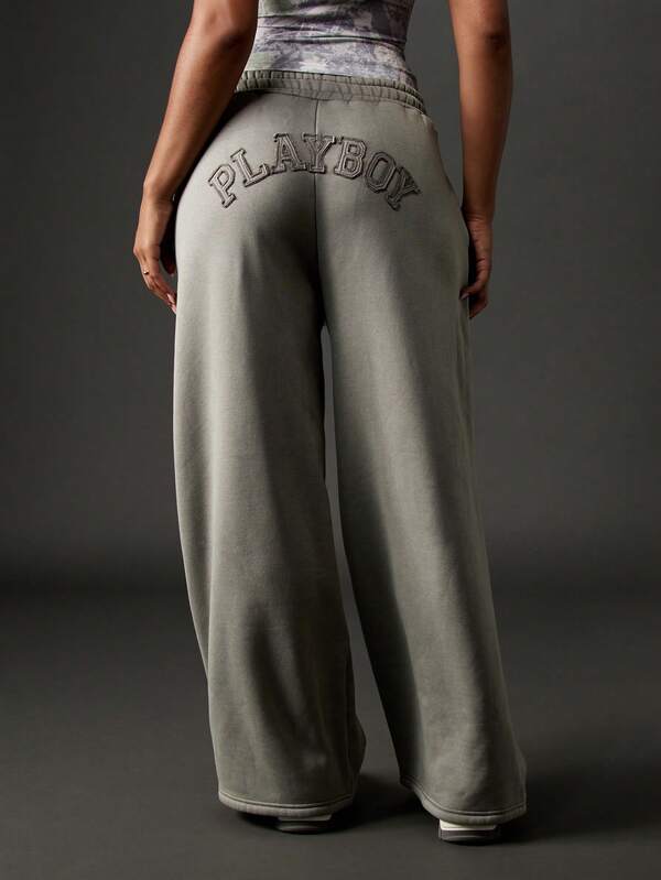 Missguided Missguided X Playboy Wide Leg Joggers With Drawstring Waistband
