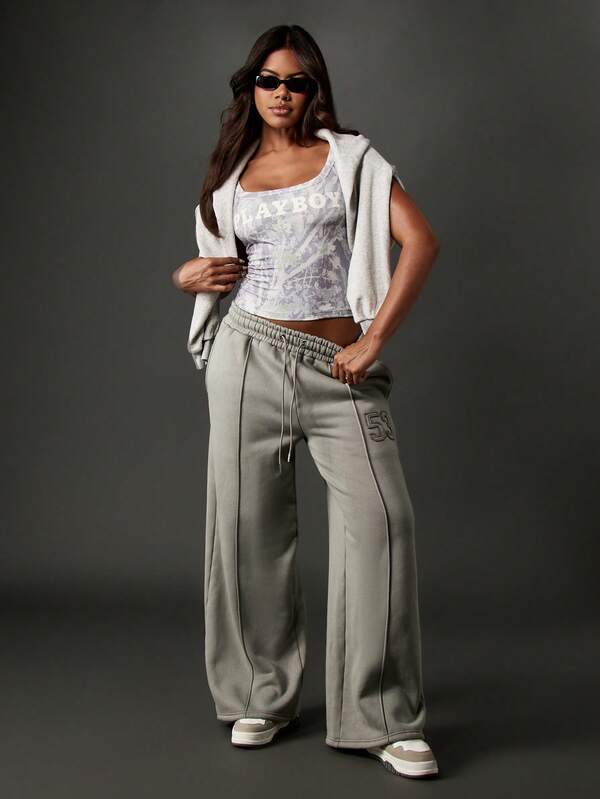 Missguided Missguided X Playboy Wide Leg Joggers With Drawstring Waistband