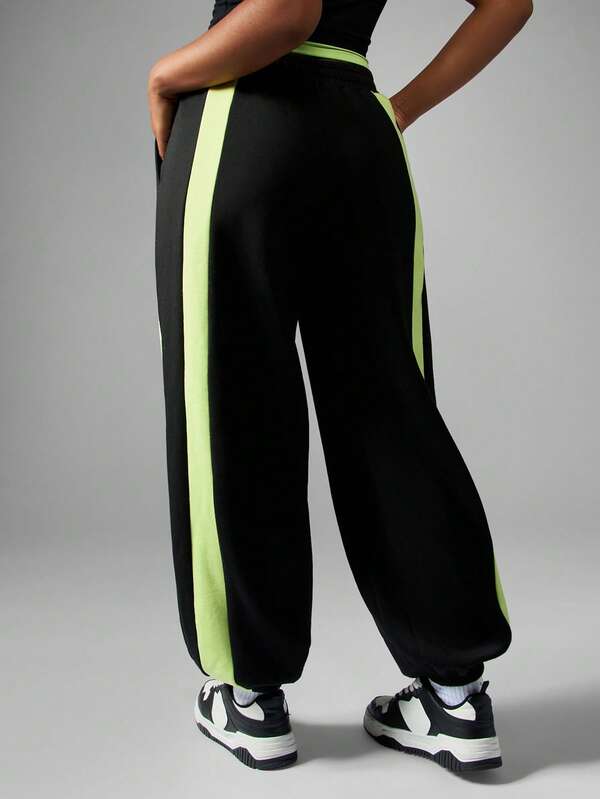 Missguided Missguided X Playboy Wide Leg Joggers With Neon Side Panels