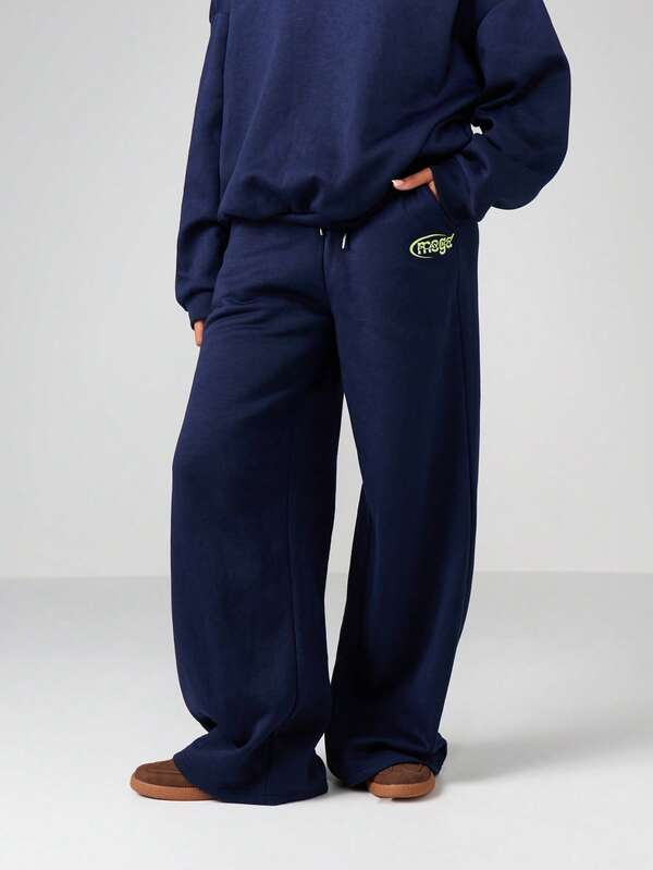 Missguided Missguided X Playboy Wide Leg Joggers With Retro Logo Print