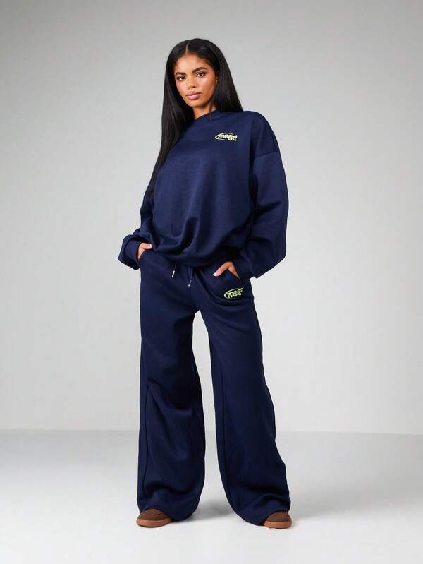 Missguided Missguided X Playboy Wide Leg Joggers With Retro Logo Print