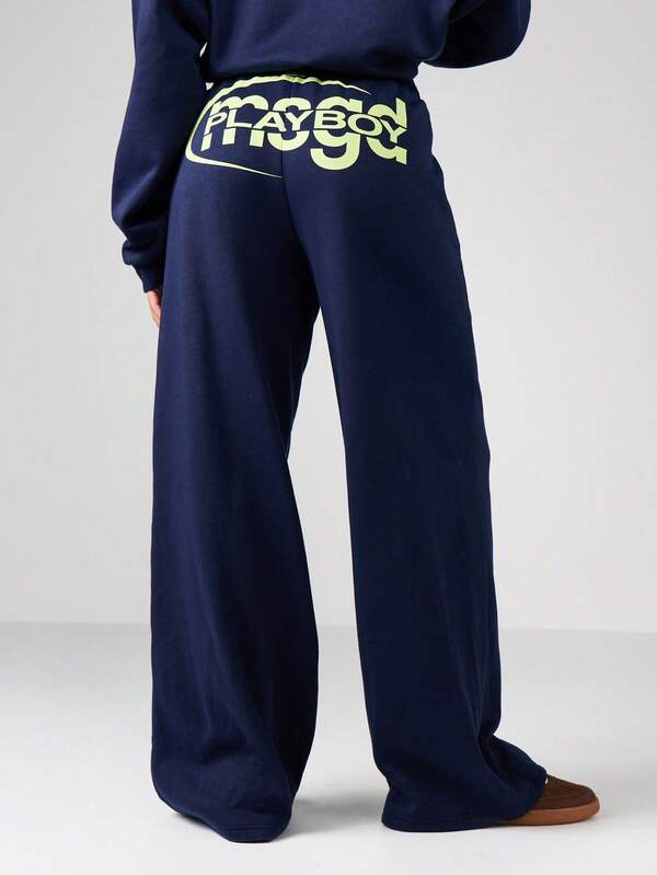 missguided Missguided x Playboy Wide Leg Joggers With Retro Logo Print