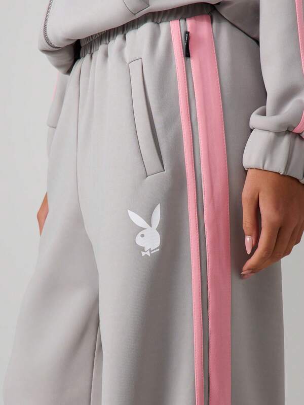 Missguided Missguided X Playboy Wide Leg Joggers With Side Stripe Detail