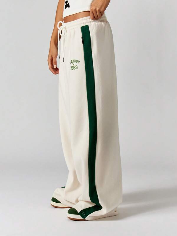 Missguided Missguided X Playboy Wide Leg Joggers With Side Stripe