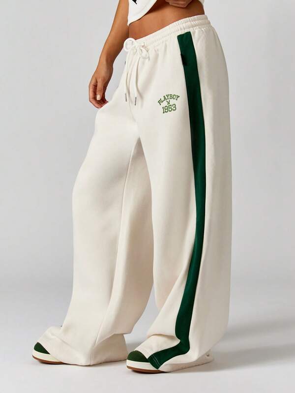 missguided Missguided x Playboy Wide Leg Joggers With Side Stripe