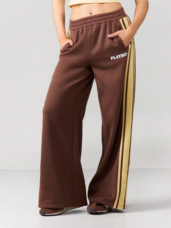 Missguided Missguided X Playboy Wide Leg Joggers With Side Stripe