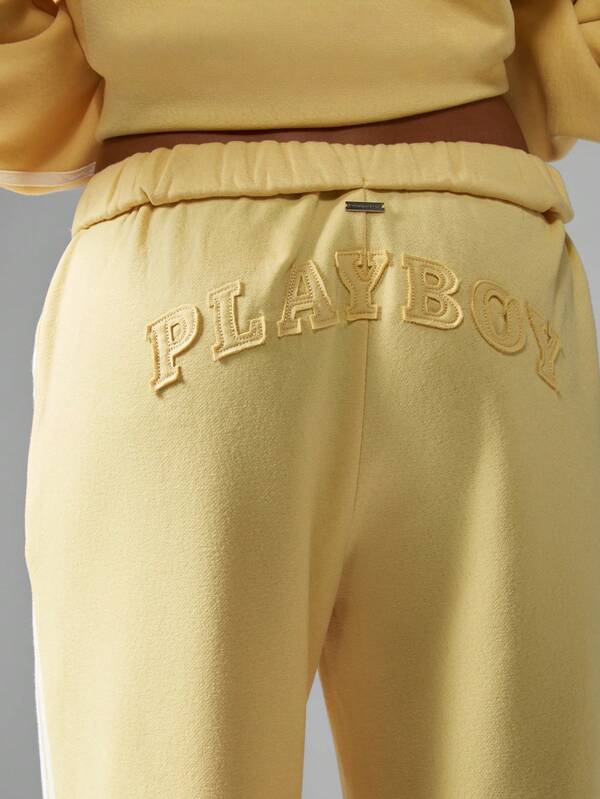 Missguided Missguided X Playboy Wide Leg Joggers With Side Stripes And Embroidered Logo