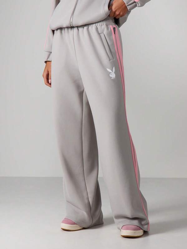 missguided Missguided x Playboy Wide Leg Joggers With Side Stripe Detail