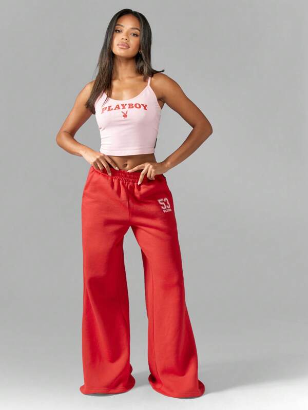 Missguided Missguided X Playboy Wide Leg Number Print Comfort Jogger Sweatpants