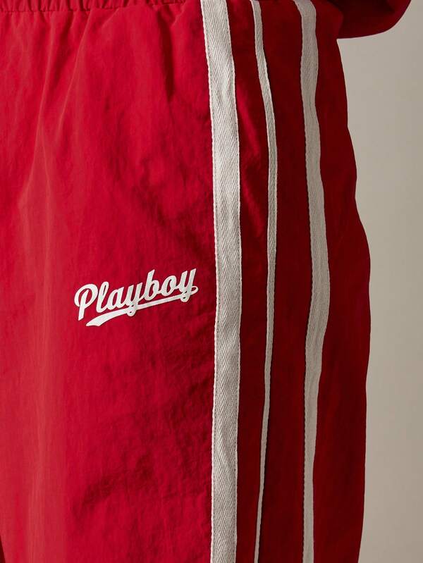 Missguided Missguided X Playboy Wide Leg Stripe Drawstring Sweatpants