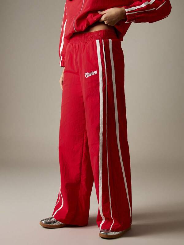 missguided Missguided x Playboy Wide Leg Stripe Drawstring Sweatpants