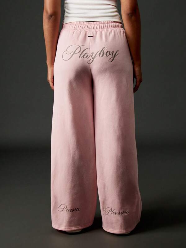 missguided Missguided x Playboy Wide Leg Sweatpants With Drawstring Waist