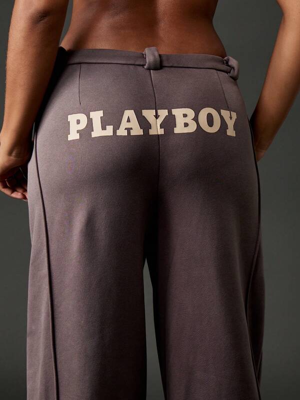 Missguided Missguided X Playboy Wide Leg Sweatpants With Elastic Waist And Logo