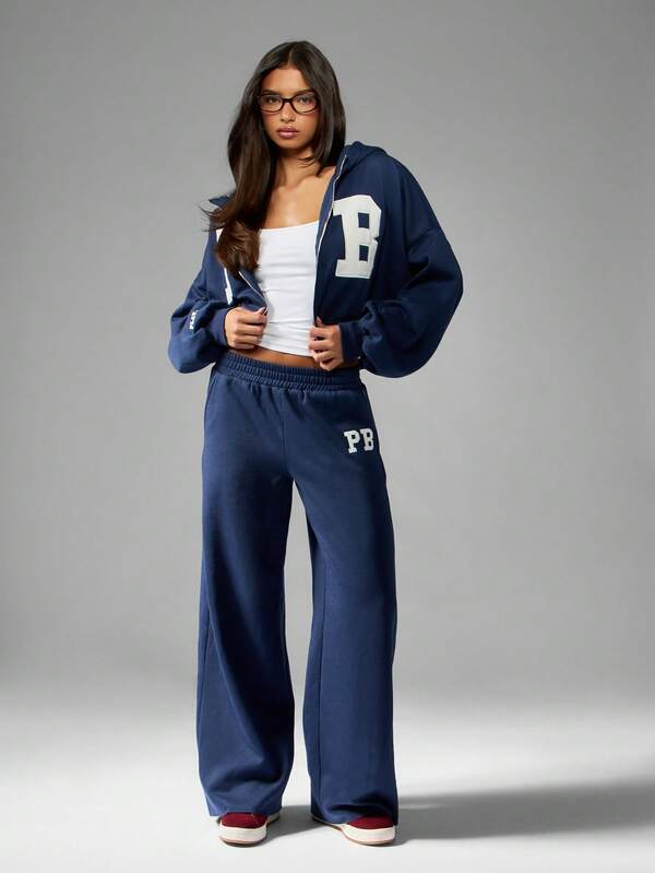 Missguided Missguided X Playboy Wide Leg Sweatpants With Embroidered Logo