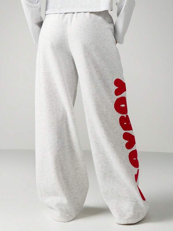 Missguided Missguided X Playboy Wide Leg Sweatpants With Letter Print