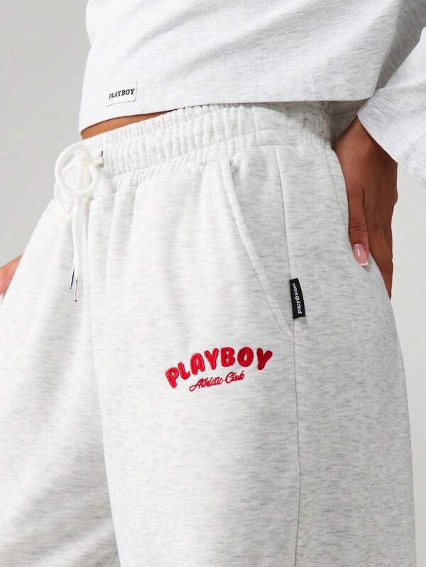 Missguided Missguided X Playboy Wide Leg Sweatpants With Letter Print