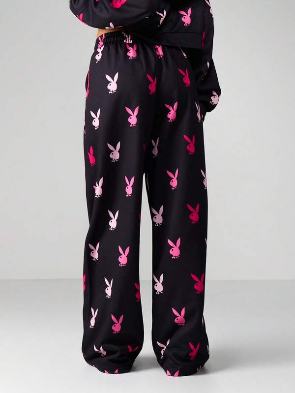 Missguided Missguided X Playboy Wide Leg Sweatpants With Print
