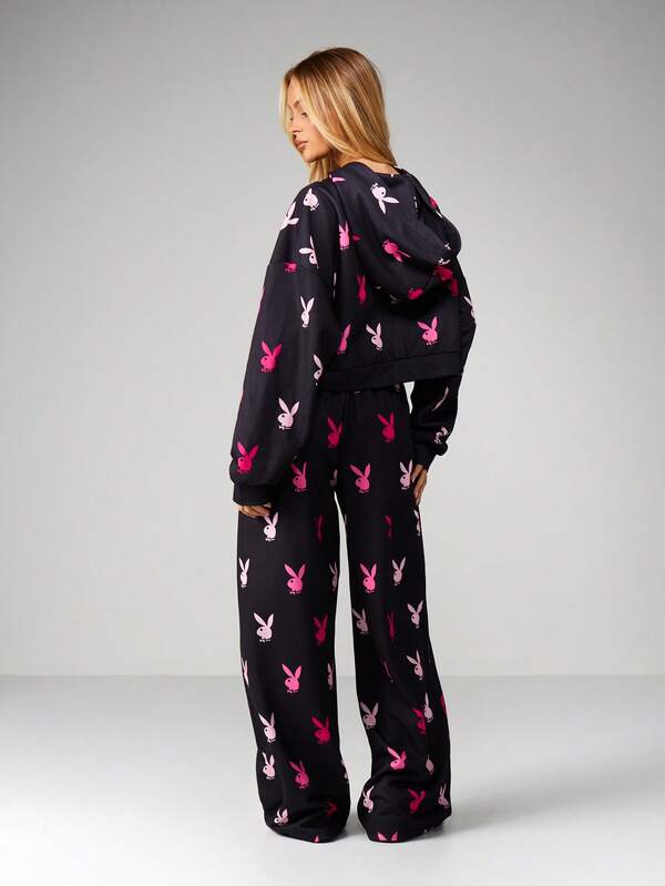 Missguided Missguided X Playboy Wide Leg Sweatpants With Print