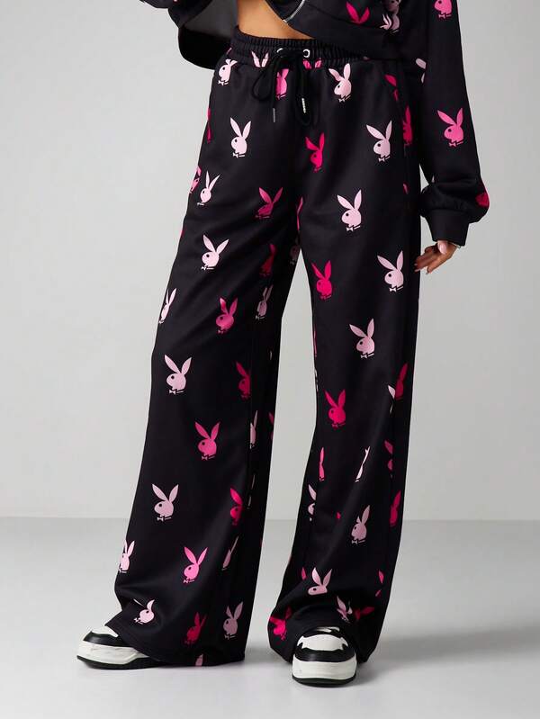 missguided Missguided x Playboy Wide Leg Sweatpants With Print
