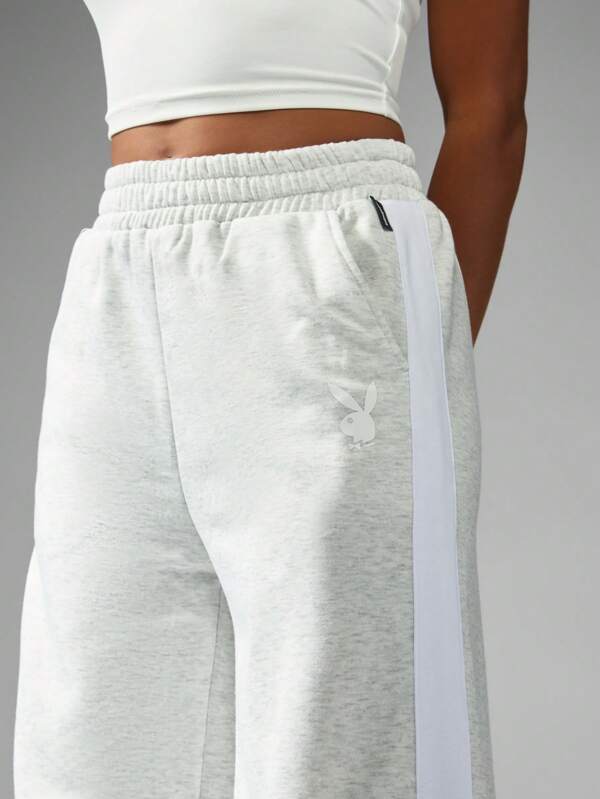 Missguided Missguided X Playboy Wide Leg Sweatpants With Side Stripe