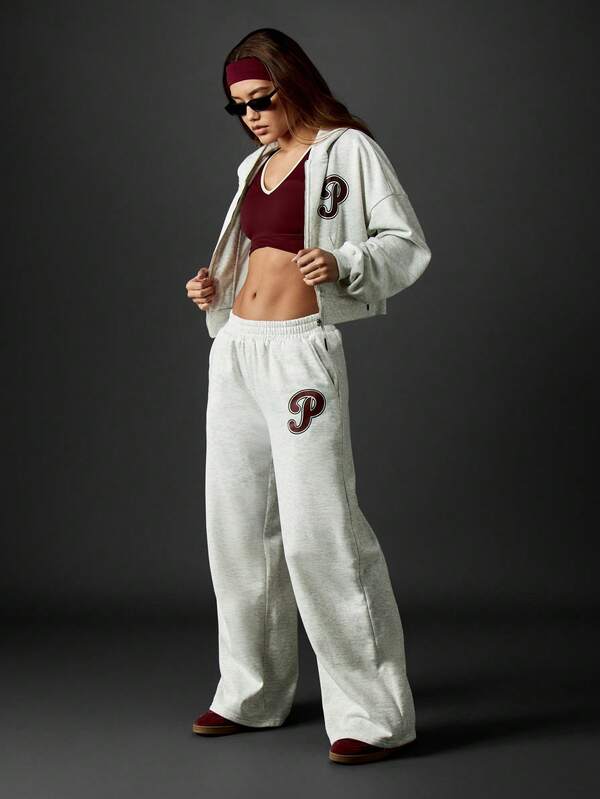 missguided Missguided x Playboy Wide Leg Varsity Sweatpants With Graphic Print