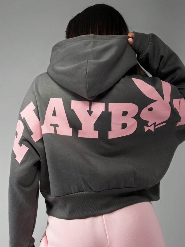 Missguided Missguided X Playboy Women Sweatshirts Retro Bunny Cropped Zip-Up Hoodie