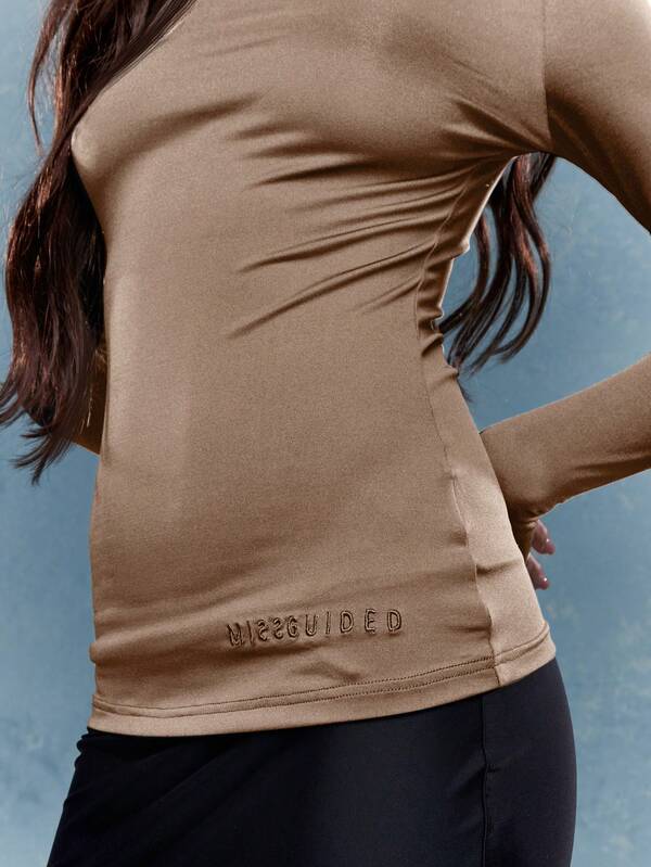 Missguided MISSGUIDED Y2K Futuristic Fitted Boat Neck Long Sleeves T-Shirt