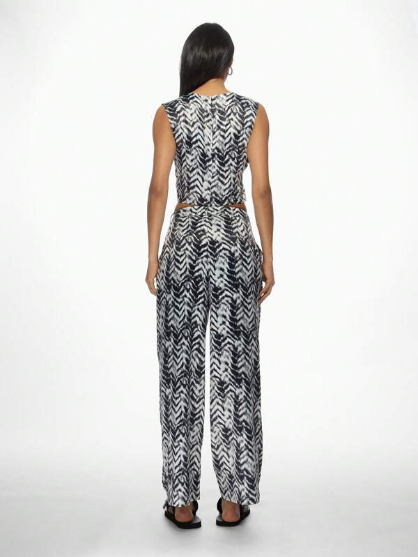 Missguided MISSGUIDED Zebra Print Sleeveless Crop Top Wide Leg Pants Two-Piece Outfit