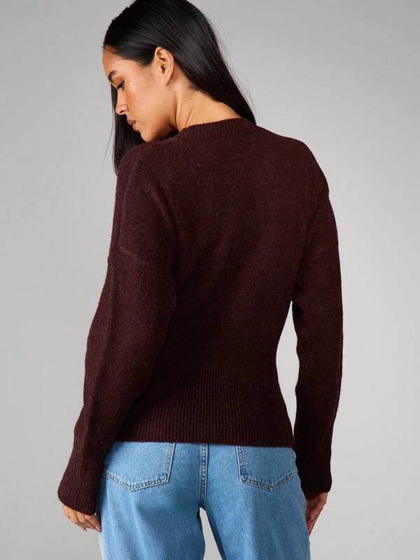 Missguided MISSGUIDED Zip Front Knit Sweater With Ribbed Texture