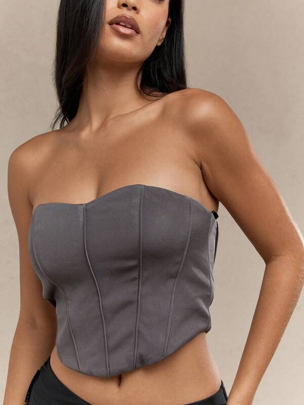 Missguided MISSGUIDED Zip Through Closure Boned Corset Top
