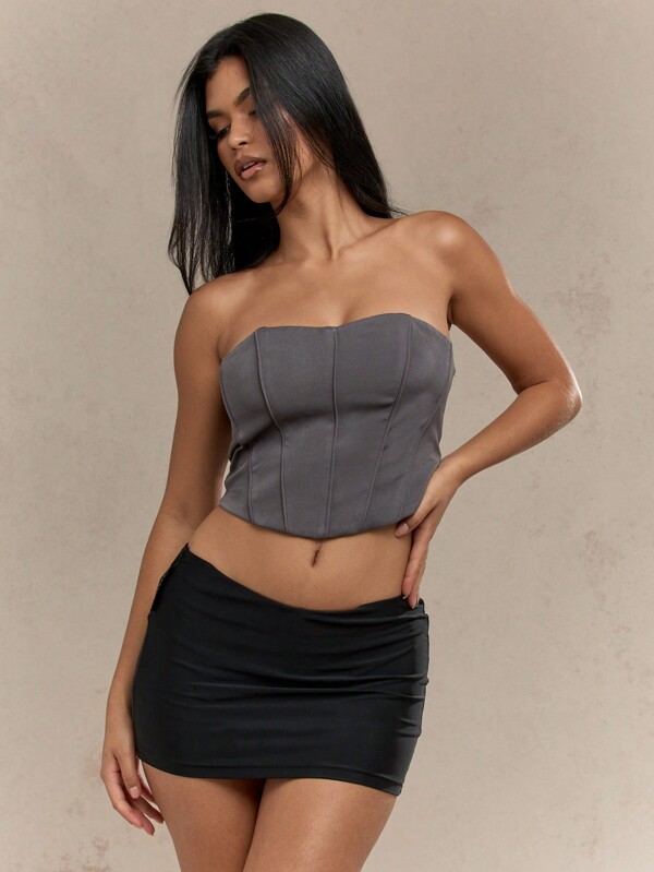 missguided MISSGUIDED Zip Through Closure Boned Corset Top
