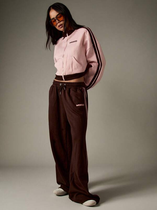 Missguided MISSGUIDED Zip Through Sweatshirt With Contrast Stripes