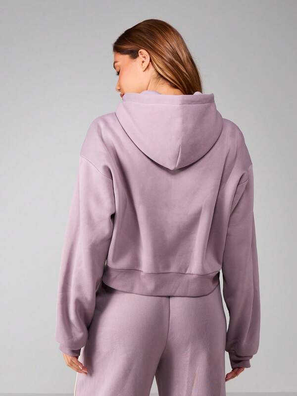 Missguided MISSGUIDED Zip Up Hooded Graphic Sweatshirt With Drawstring