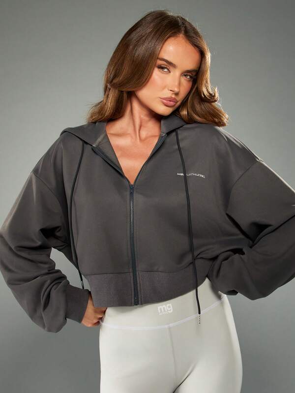 missguided MISSGUIDED Zip Up Hooded Sweatshirt With Drawstring
