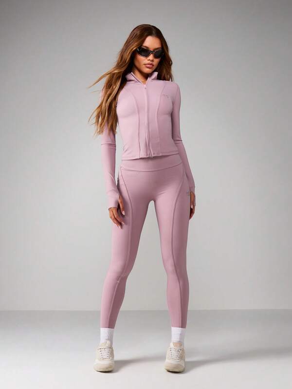Missguided MISSGUIDED Zip-Up Sculpted Jacket And Seamless Leggings Set