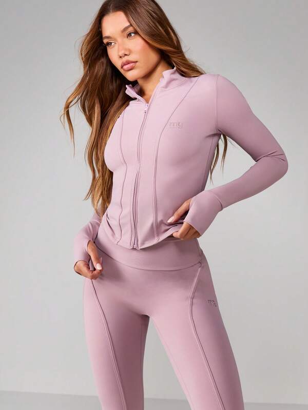 Missguided MISSGUIDED Zip-Up Sculpted Jacket And Seamless Leggings Set