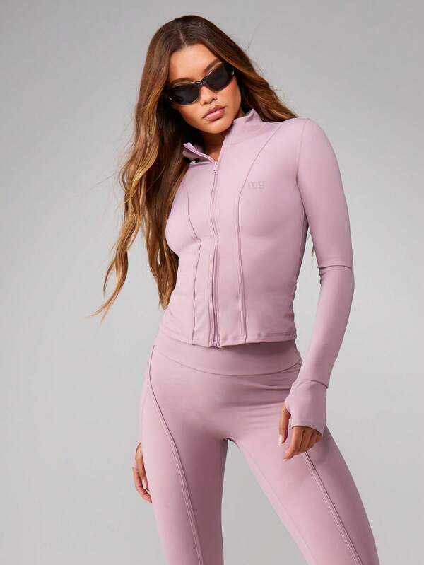 missguided MISSGUIDED Zip-Up Sculpted Jacket And Seamless Leggings Set