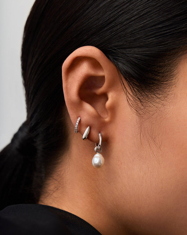 Missoma 14ct Solid Gold Baroque Pearl Organic Hoop Earrings