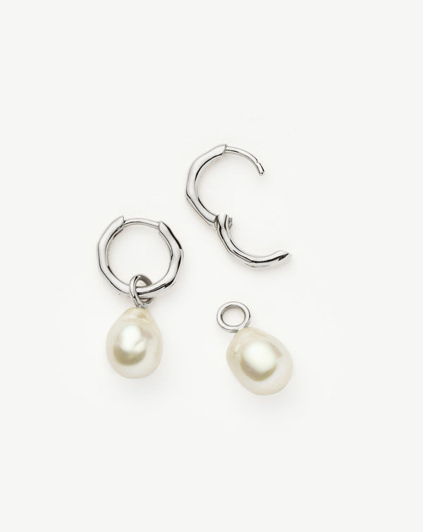 Missoma 14ct Solid Gold Baroque Pearl Organic Hoop Earrings