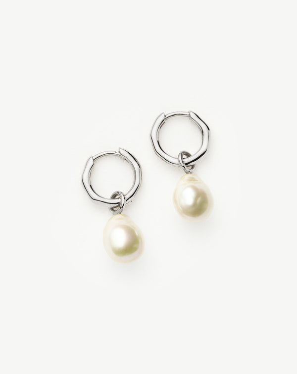 Missoma 14ct Solid Gold Baroque Pearl Organic Hoop Earrings
