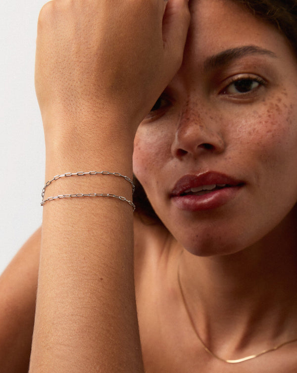 Missoma 14ct Solid Gold Classic Paperclip Chain Bracelet | 14ct Solid White Gold