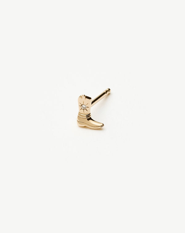 Missoma 14ct Solid Gold Cowboy Boot Single Stud Earring