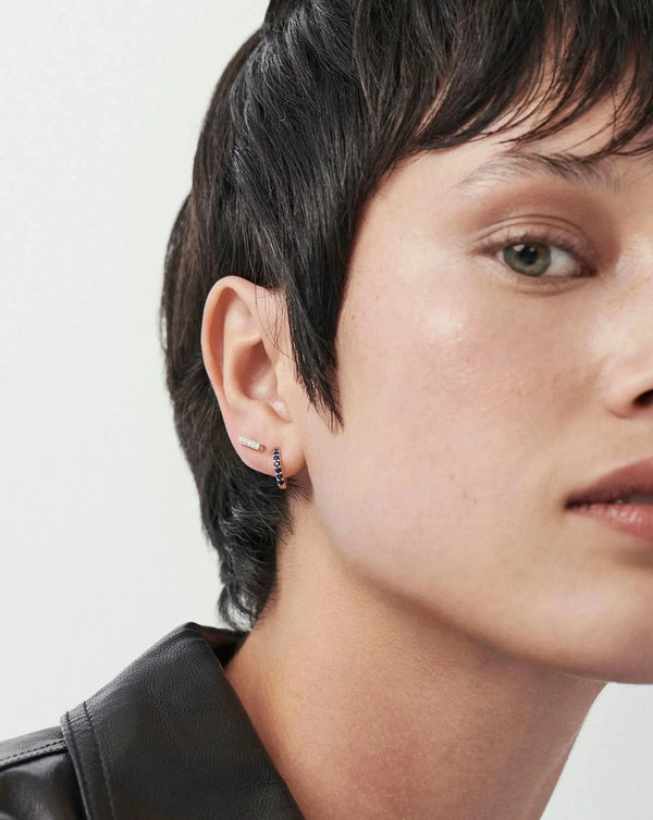 Missoma 14ct Solid Gold Diamond Bar Flat Back Stud Earring